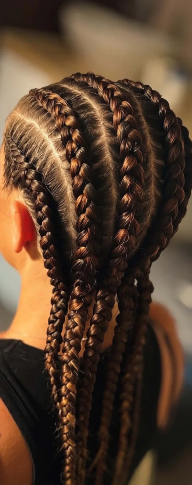 Tresses collées avec rajouts, vue arrière